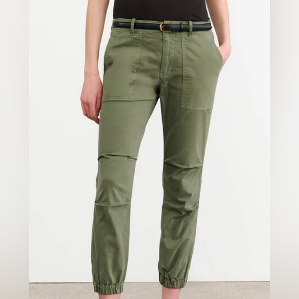 Revolve Nili Lotan Tribecca Olive Green Cropped Cargo Joggers, Ankle Zippers, 2